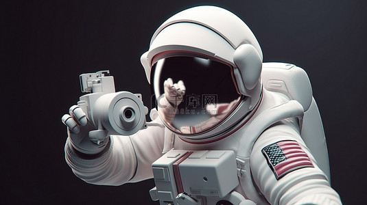 宇航员自拍的 3D 插图设计