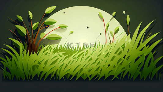 草坪绿色简单插画背景