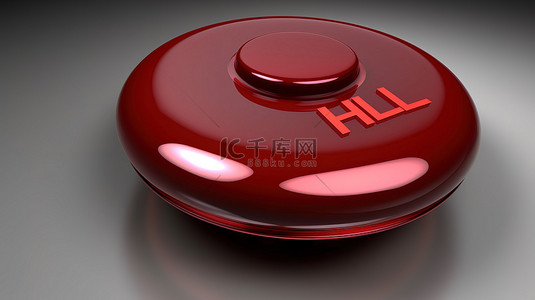 圓形按鈕背景图片_手边的帮助 3d 红色按钮渲染图