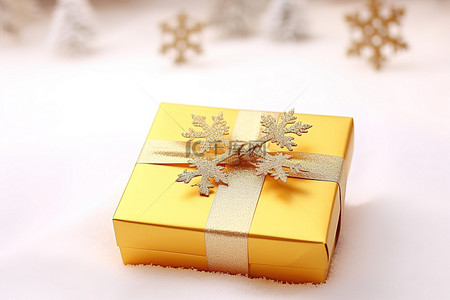 柔和背景下的小金盒圣诞礼物