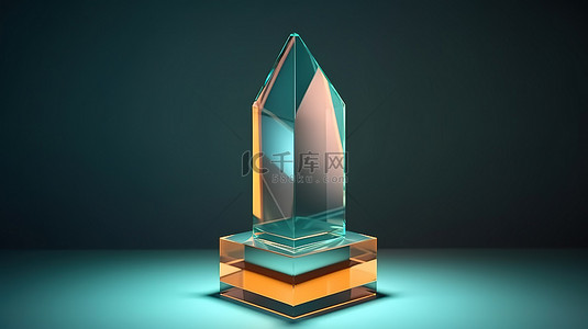 冠军杯背景图片_3D 渲染的独立浮动玻璃奖样机