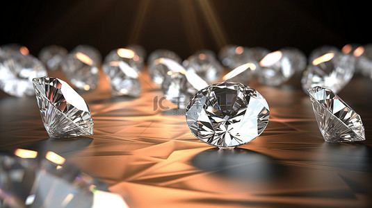 钻石簇状背景的令人惊叹的 3D 渲染