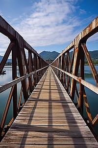 水里背景图片_横跨一大片水域的桥梁