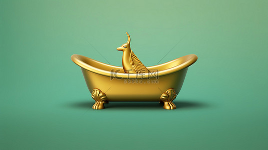 潮水绿色背景上的浴室图标福尔图纳金浴符号