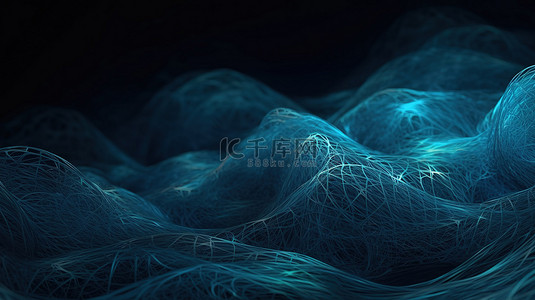 蓝色抽象网格背景 3d 渲染