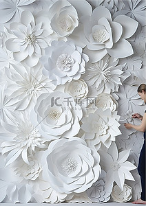巨大的花背景图片_一幅巨大的纸花画布作品