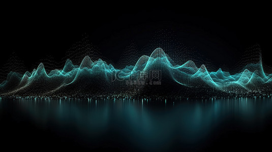 用于网络和广告的技术背景海报中的数字设计 3D 粒子波