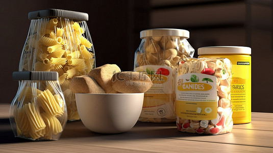 印刷包装设计背景图片_以照片般的质量对食品包装进行逼真的 3D 渲染