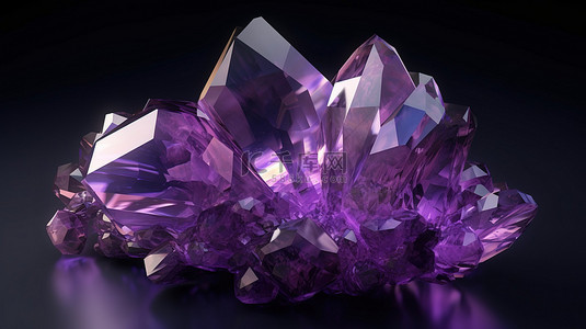 令人惊叹的 3d 渲染中的紫水晶