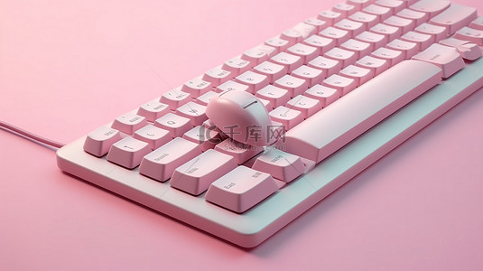 粉红色调背景图片_柔和的粉红色柔和色调的抽象技术键盘，具有最小的设计 3D 渲染