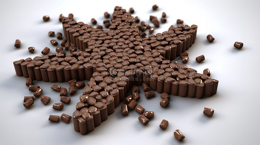 3D 巧克力片星号符号是经典设计的美味转折
