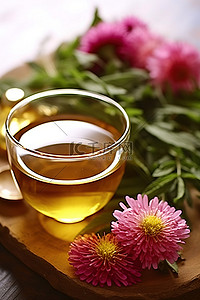 绿茶茶叶背景图片_蒲公英药草和图尔西绿茶