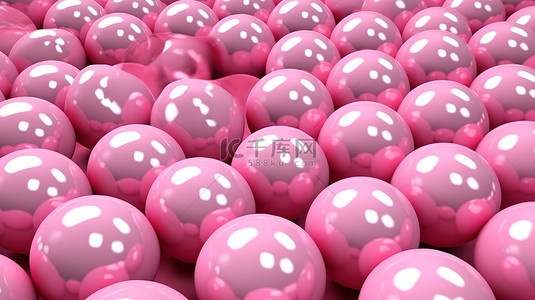 时尚粉背景背景图片_详细 3D 渲染中的一系列粉红色球体