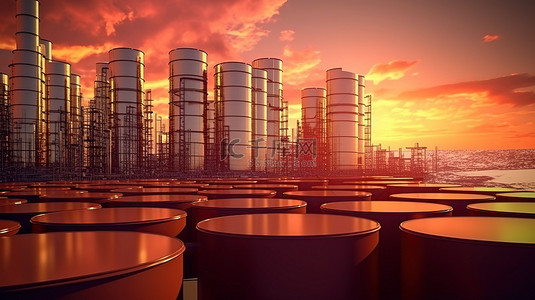 石油化工背景图片_商业图表背景下油罐的 3D 渲染