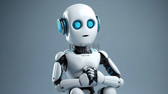 带问号的人背景图片_带问号的机器人说明了客户支持概念中的自动化