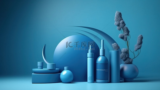 产品介绍ppt背景图片_用于化妆品展示的 3d 蓝色背景