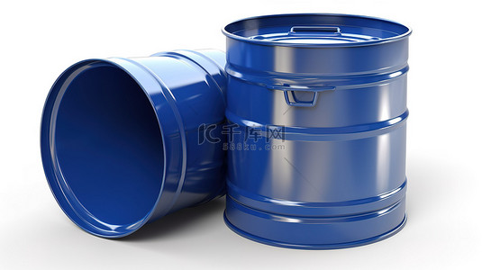 孤立的白色背景 3d 渲染的蓝色桶