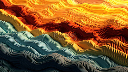 背景丰富背景图片_令人惊叹的 3D 水平渲染中充满活力和醒目的橙色色调波浪