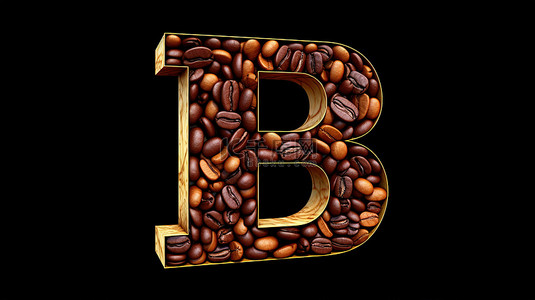 3d 渲染的咖啡豆在字母表中创建字母 b