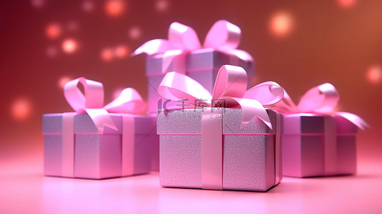 插图 3D 粉色礼物盒