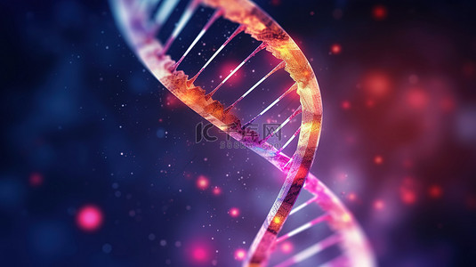 遗传生物技术医学中 DNA 螺旋结构的 3D 插图