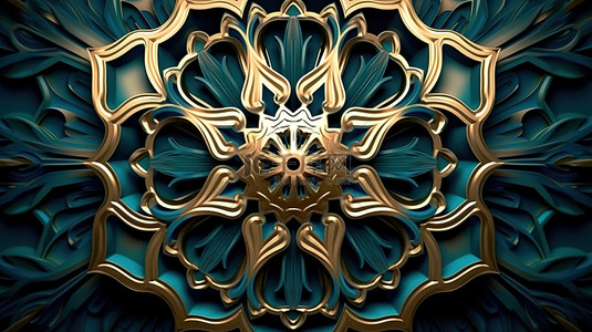 波斯新年背景图片_伊斯兰装饰元素和波斯装饰的 3D 插图