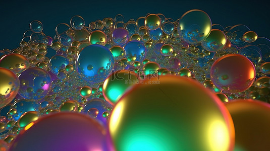 体积庞大的 3d 屏幕保护程序 五颜六色的各种气泡漂浮