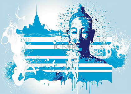 泰国泼水节蓝色背景