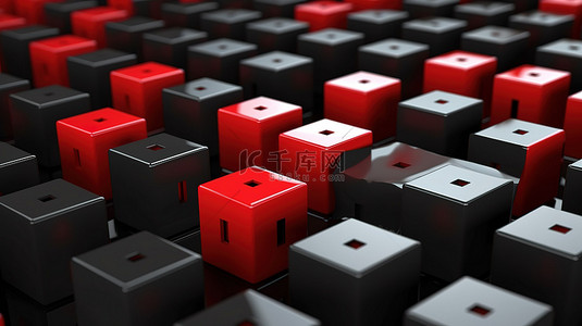 探索带有箭头的独特立方体一个红色箭头立方体位于黑色箭头立方体中 3d 渲染