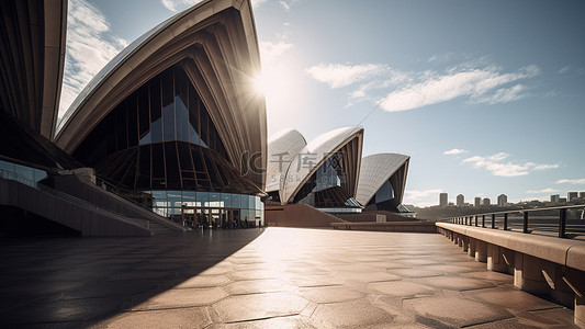 澳洲游学营背景图片_悉尼歌剧院阳光景点旅游背景