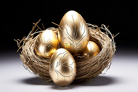 金蛋坐落在巢中，欧元符号清晰可见
