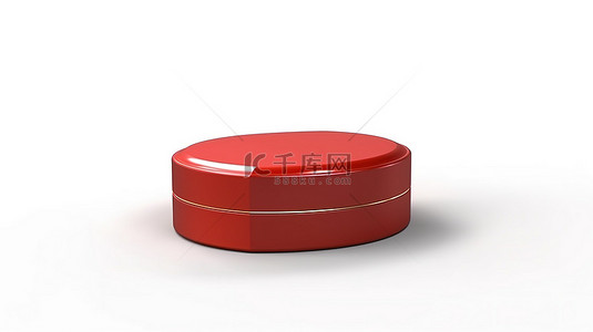白色背景与 3D 渲染空红色礼品盒戒指