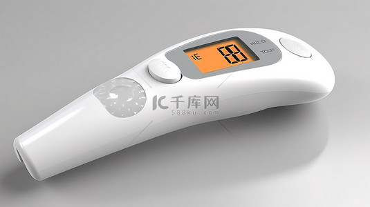 温度计发烧背景图片_用于白色背景 3D 渲染的医用耳扫描的数字红外温度计