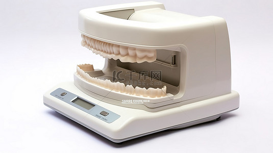 牙齿种植牙背景图片_现代牙科技术使用石膏扫描仪捕获牙齿和假牙的 3D 扫描