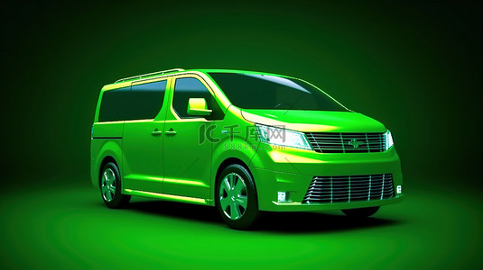 驾驶汽车背景图片_适合家庭城市驾驶的绿色小型货车的优质 3D 插图