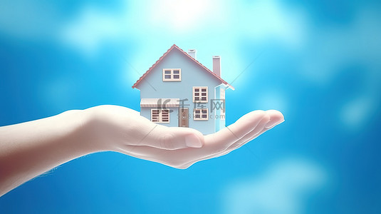 3d 手持房地产和抵押贷款符号是家庭投资和购买的概念