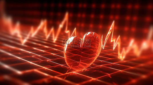 心电图医疗背景图片_带有心率图的医学背景的 3D 插图