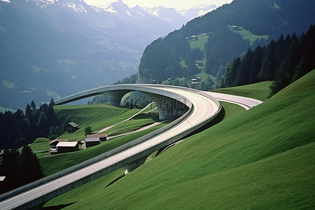 村庄规划背景图片_瑞士高山公路