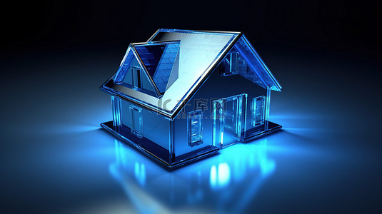 房地产设计背景图片_房地产蓝色标志住宅的 3D 渲染