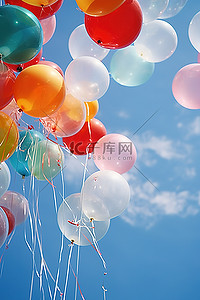 天空中漂浮着五颜六色的气球