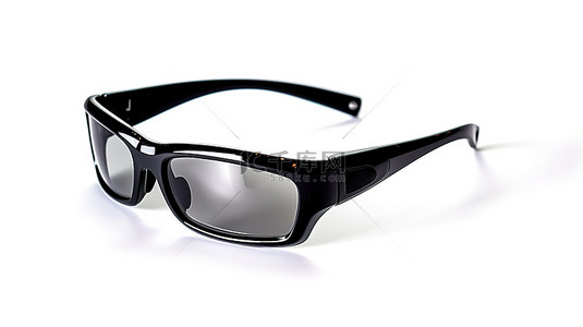 科技背景眼背景图片_白色背景下别致的黑色 3D 眼镜