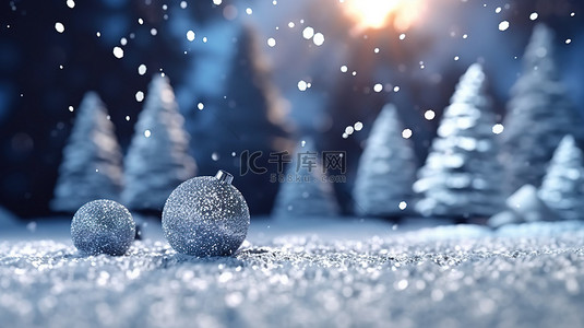 圣诞树梦幻雪花背景图片_梦幻般的散景圣诞树，夜间背景下有雪，非常适合节日庆祝活动