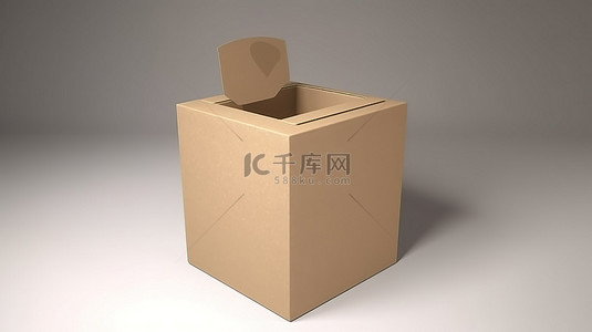 纸板箱的 3d 渲染作为选举日的投票骨灰盒