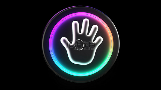 平面设计中圆形按钮轮廓单色表情符号上的 3D 拍手表情符号