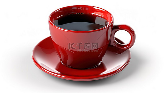 咖啡杯的 3d 咖啡具图标隔离渲染
