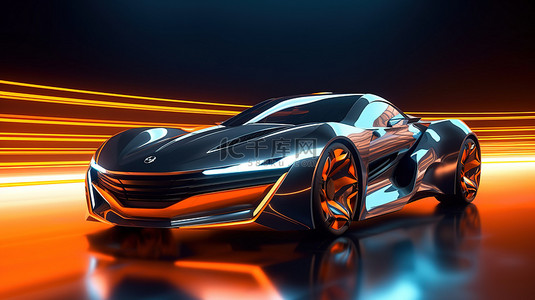 电动和面背景图片_光滑背景下的未来跑车的 3D 渲染