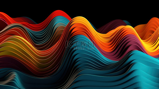七彩色彩背景图片_具有丰富多彩的现代设计的抽象 3d 波浪海报