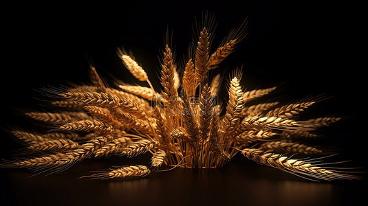 3d 渲染中闪闪发光的小麦
