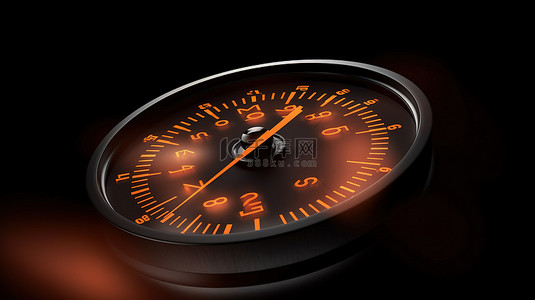 橙色车速表图标，带有 3D 插图和指示正常速度的指针