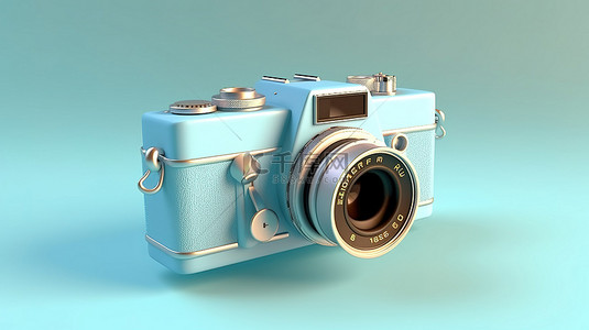 蓝色老式相机令人惊叹的 3D 渲染